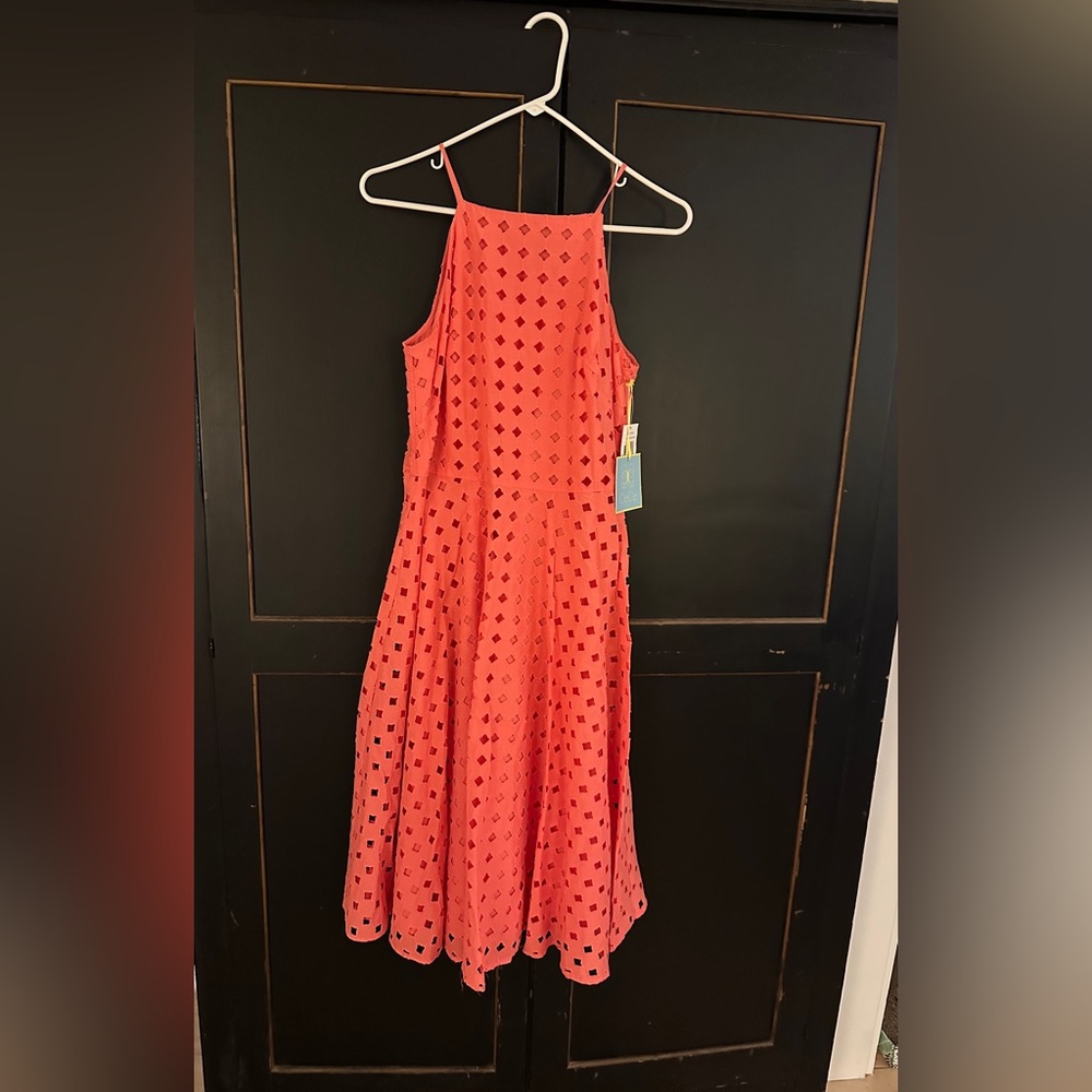 NWT CeCe coral halter midi dress size 6p